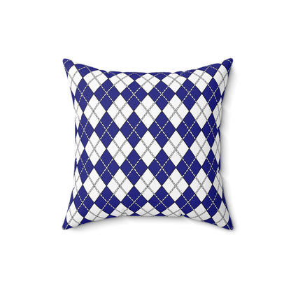 Navy Blue, White Retro Argyle Cushion Pillow
