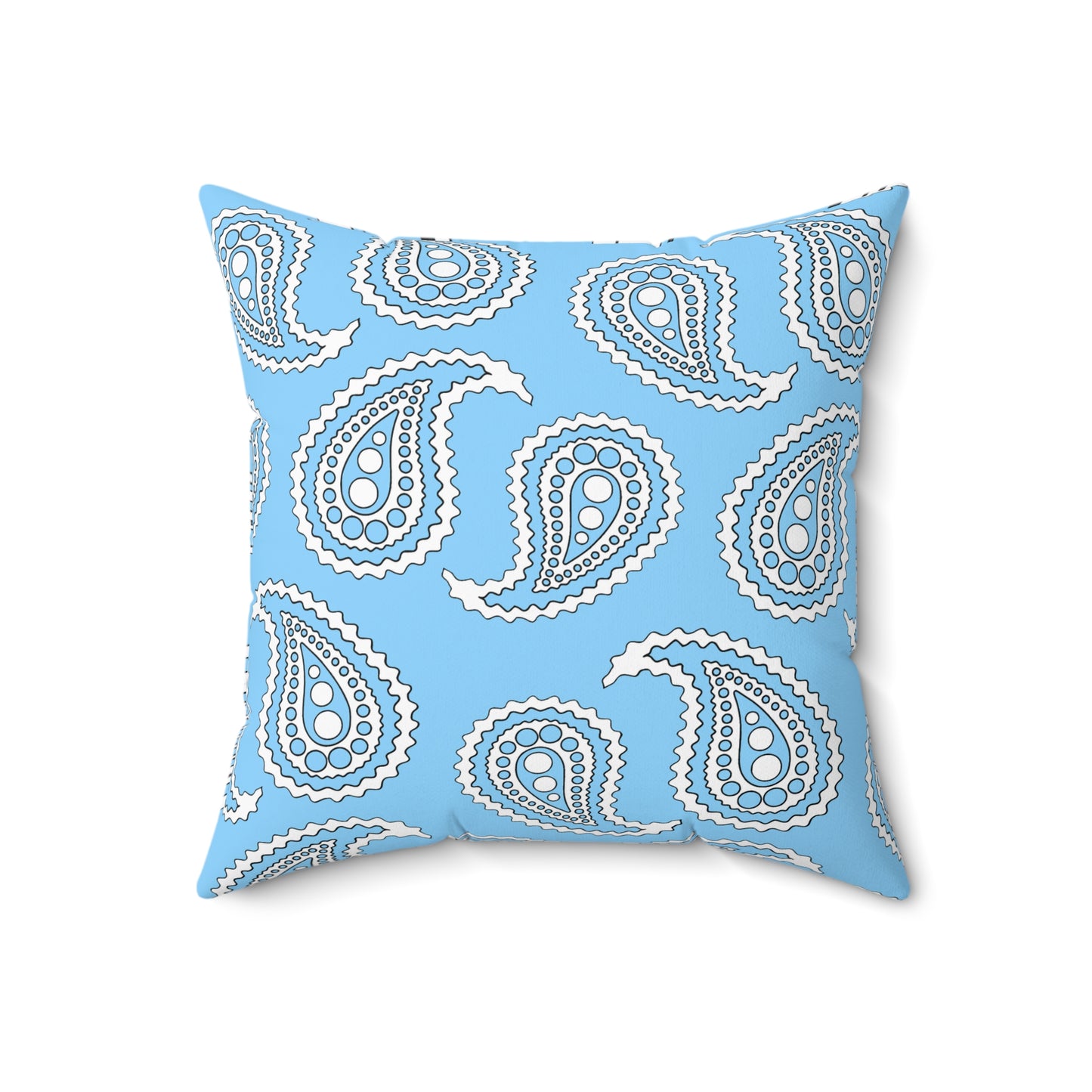 Light Blue, White Retro Paisley Cushion Pillow