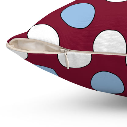 Claret, Blue, White Retro Polka Cushion Pillow