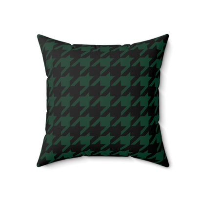 Dark Green, Black Retro Houndstooth Cushion Pillow