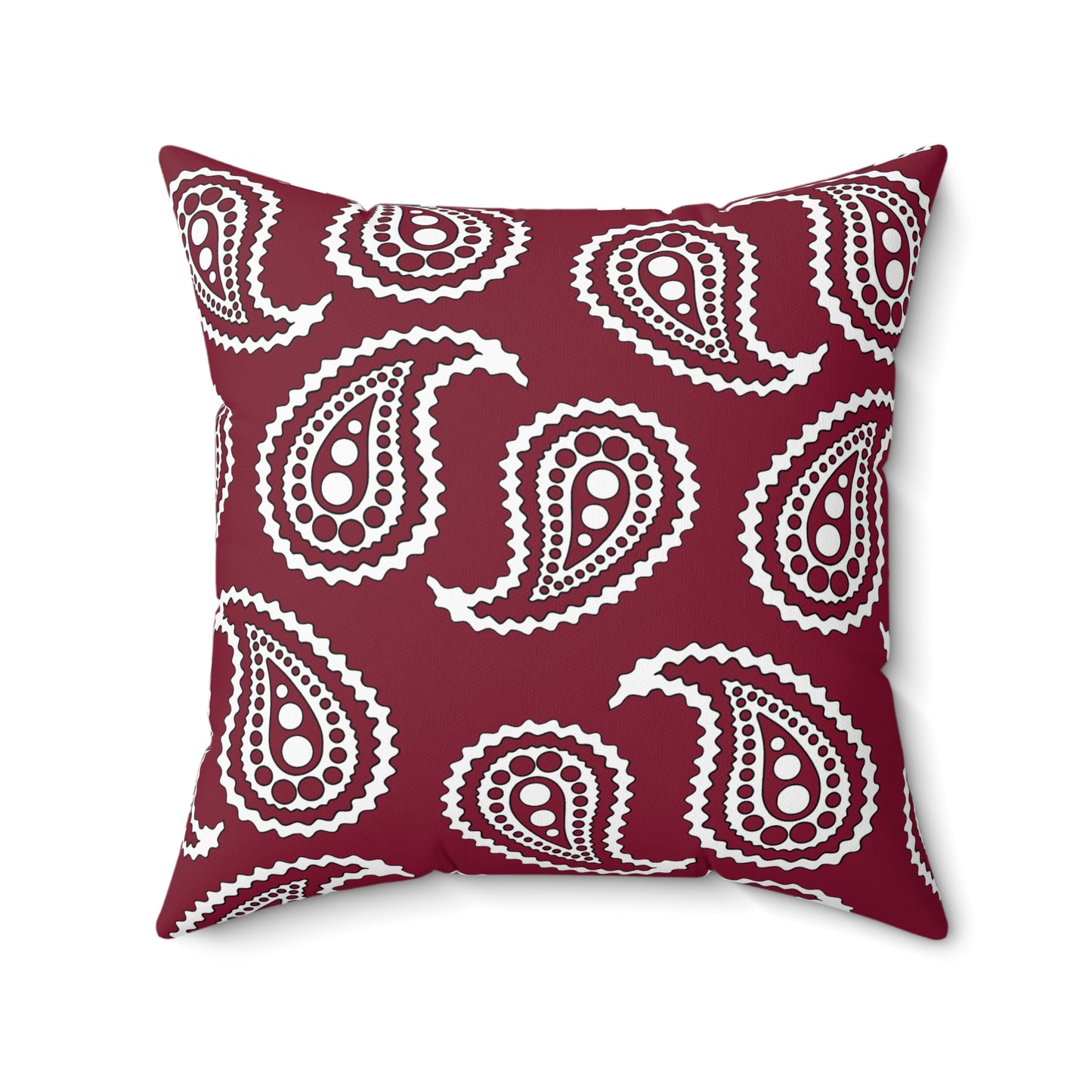 Claret, White Retro Paisley Cushion Pillow