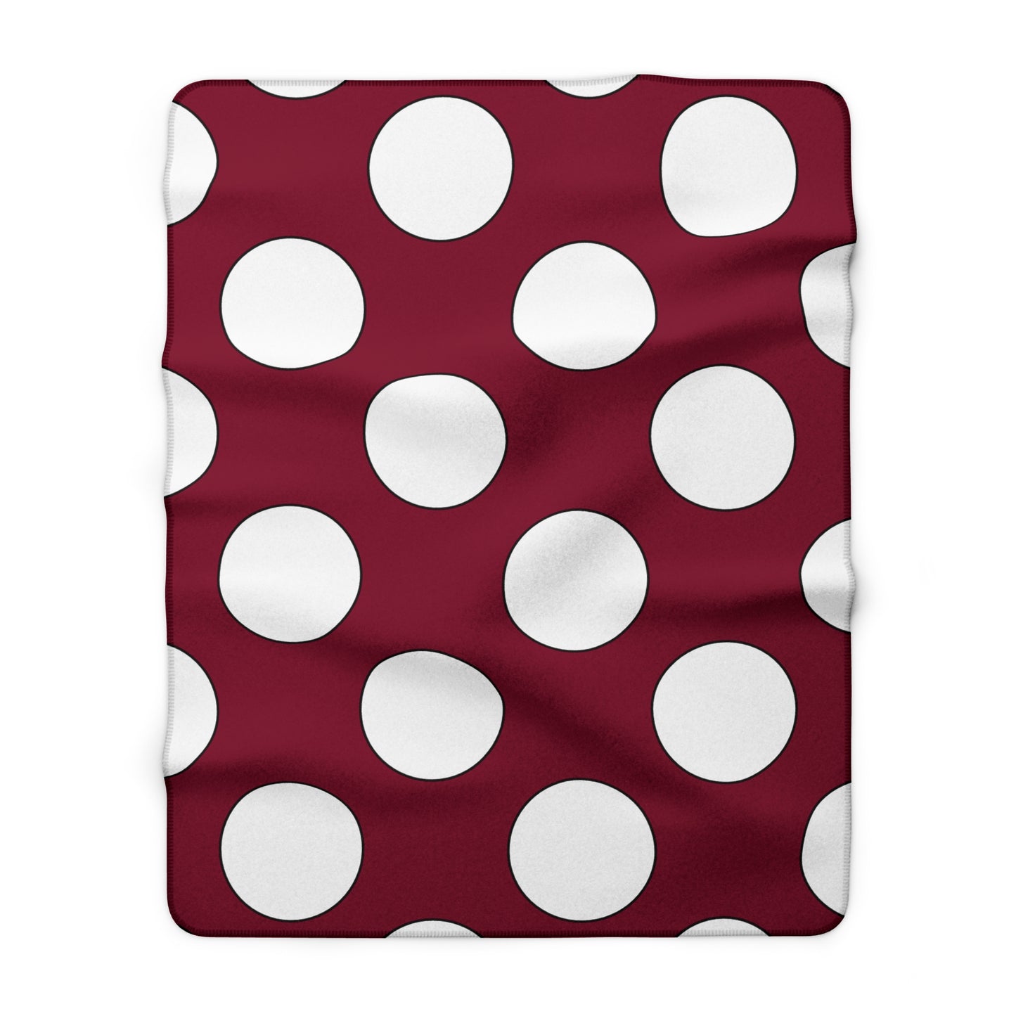 Claret, White Retro Polka Dots Blanket Throw