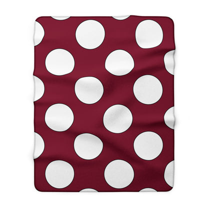 Claret, White Retro Polka Dots Blanket Throw