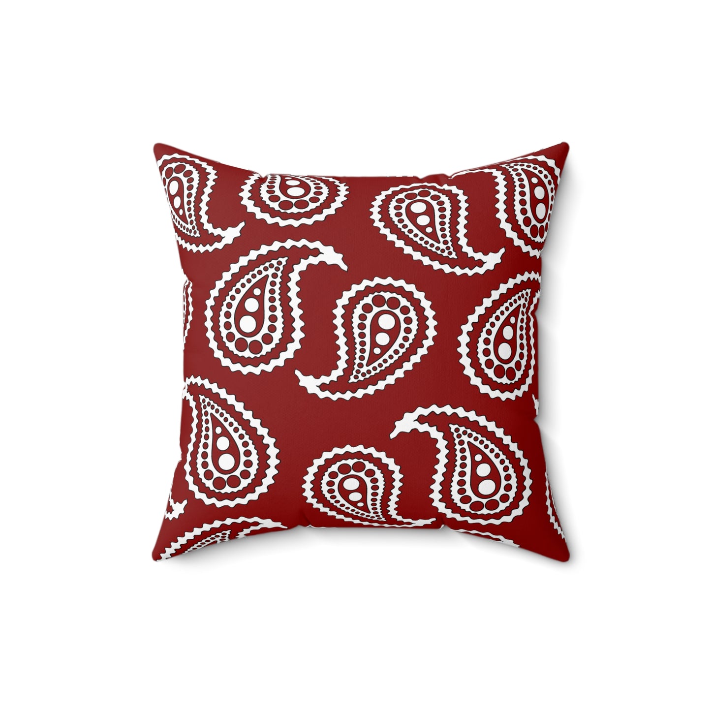 Dark Red, White Retro Paisley Cushion Pillow