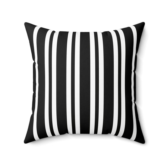 Black, White Retro Stripes Cushion Pillow