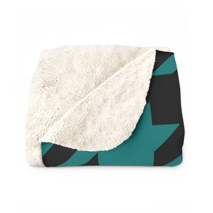 Teal, Black Retro Houndstooth Blanket Throw