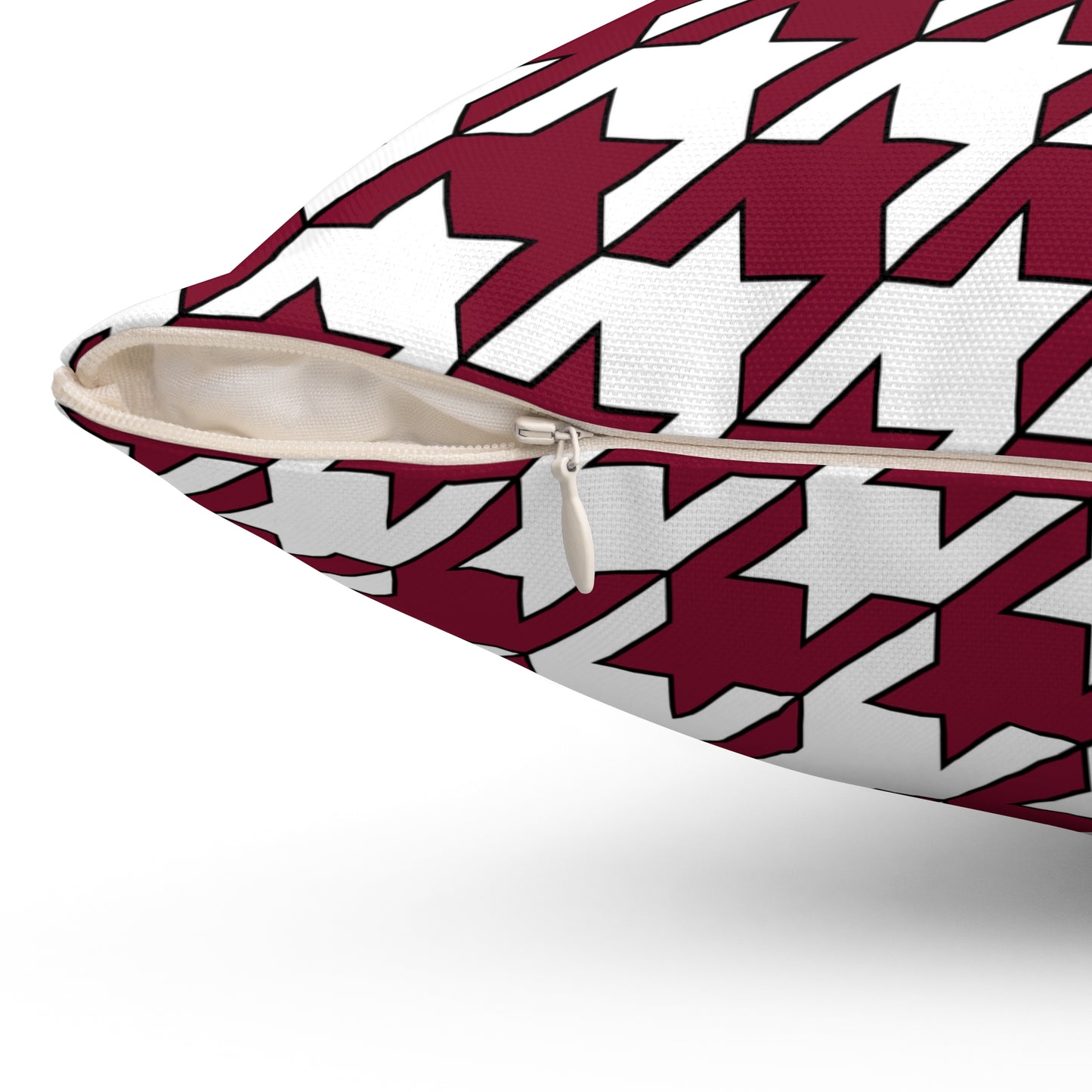 Claret, White Retro Houndstooth Cushion Pillow