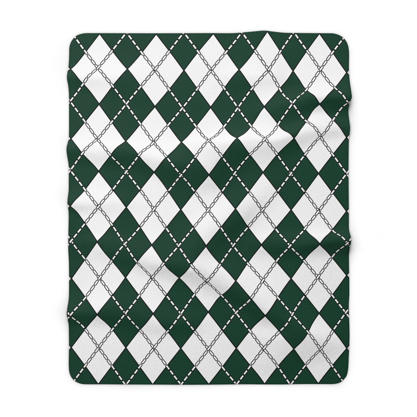 Dark Green, White Retro Argyle Blanket Throw