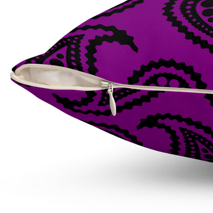 Purple, Black Retro Paisley Cushion Pillow