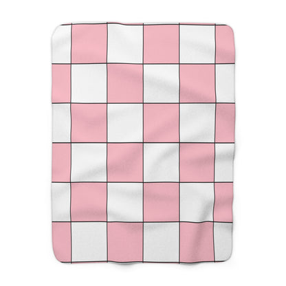 Pink, White Retro Check Blanket Throw