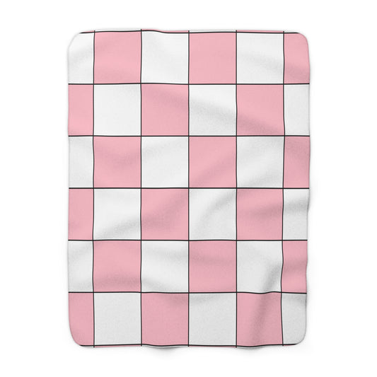 Pink, White Retro Check Blanket Throw
