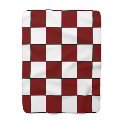 Maroon, White Retro Check Blanket Throw