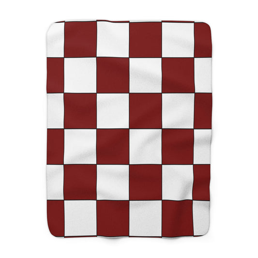 Maroon, White Retro Check Blanket Throw