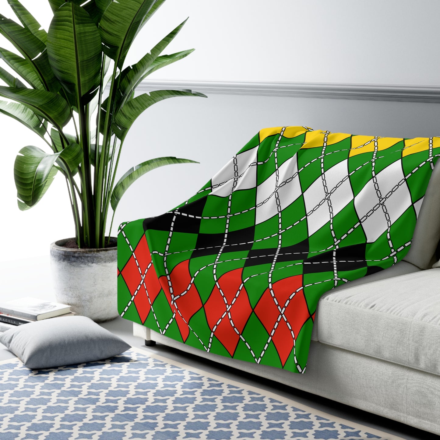 Dominica Retro Argyle Blanket Throw