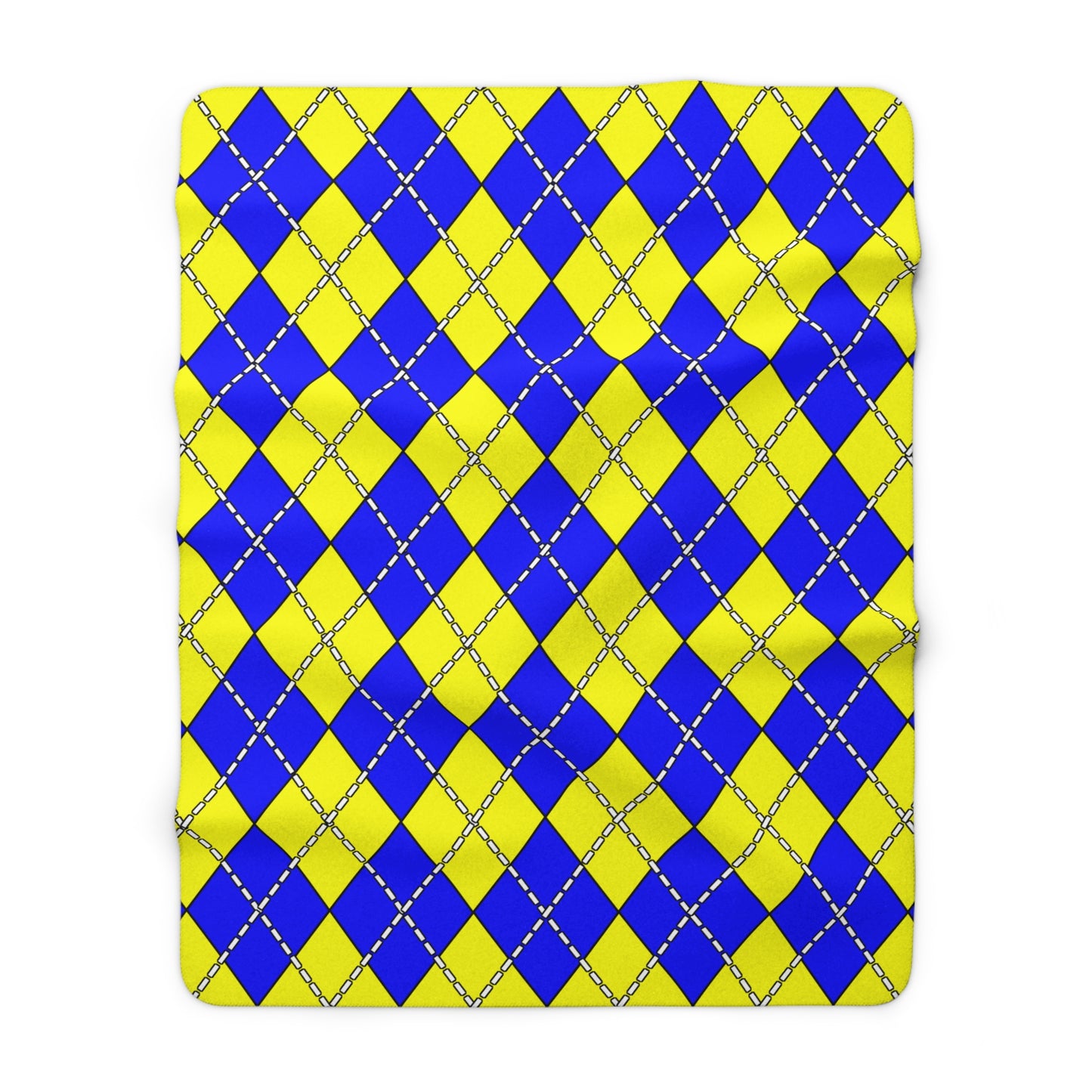 Yellow, Blue Retro Argyle Blanket Throw