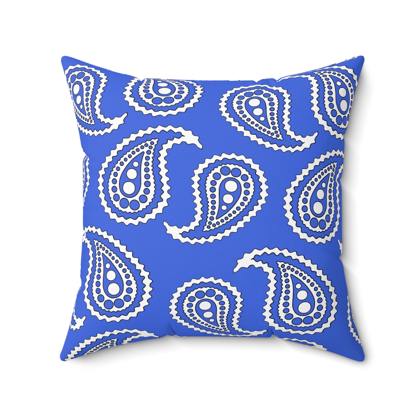 Royal Blue, White Retro Paisley Cushion Pillow