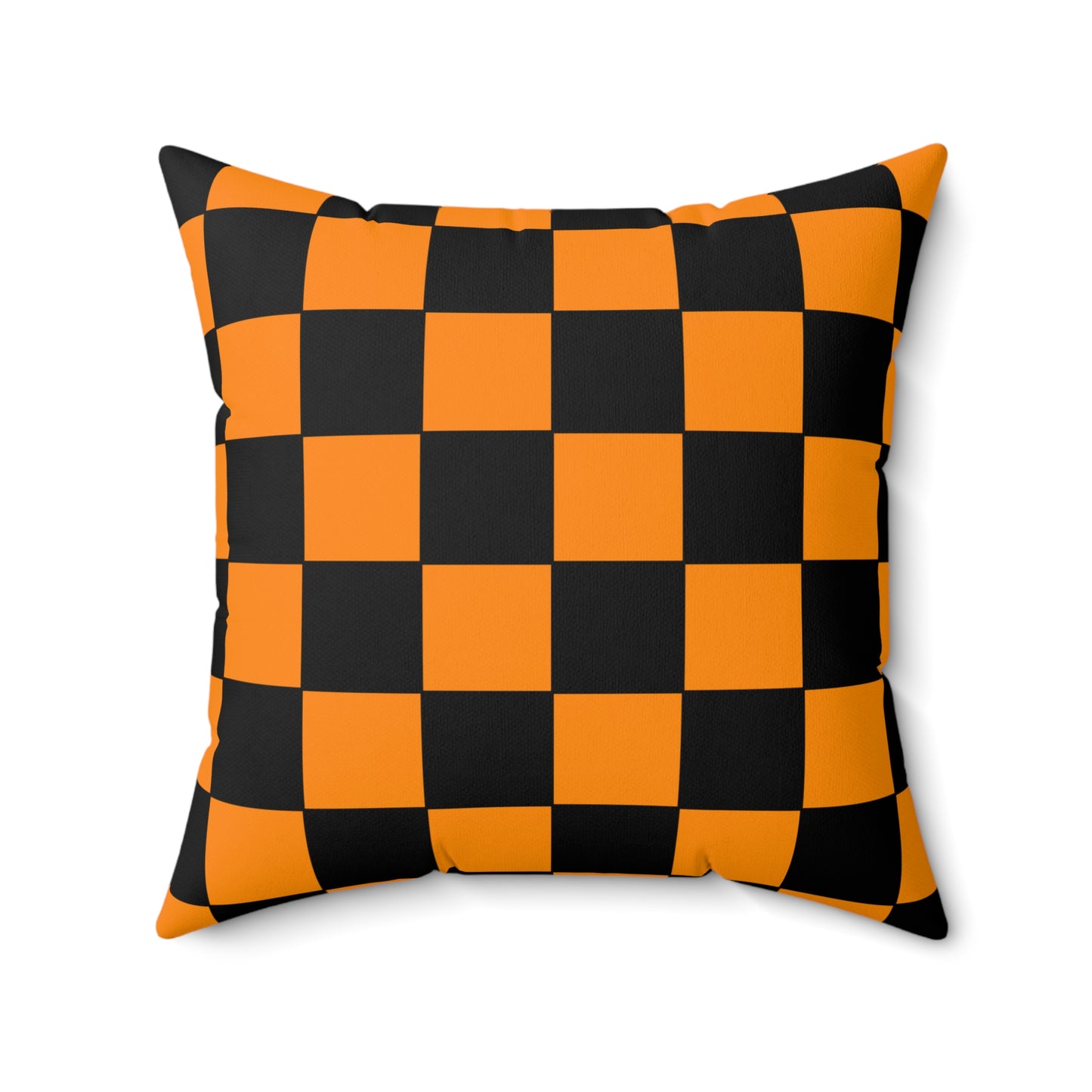Dark Orange, Black Retro Check Cushion Pillow