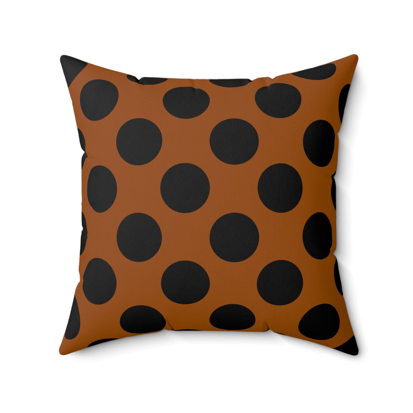 Brown, Black Retro Polka Dots Cushion Pillow