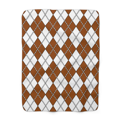 Brown, White Retro Argyle Blanket Throw