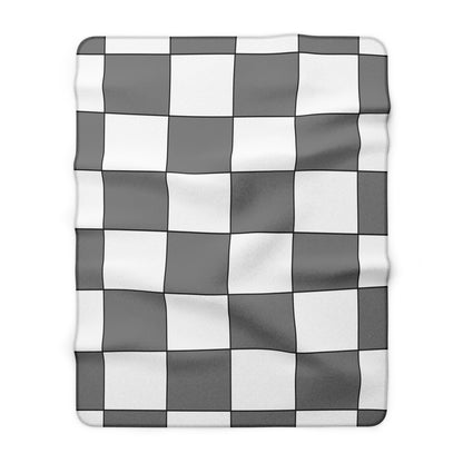 Grey, White Retro Check Blanket Throw