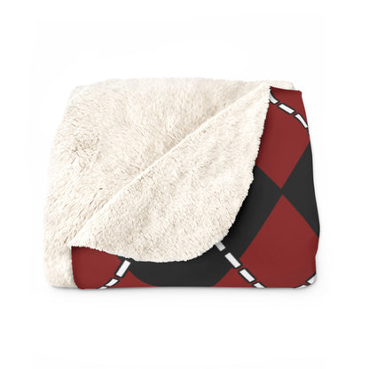 Dark Red, Black Retro Argyle Blanket Throw