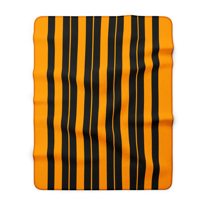 Orange, Black Retro Stripes Blanket Throw