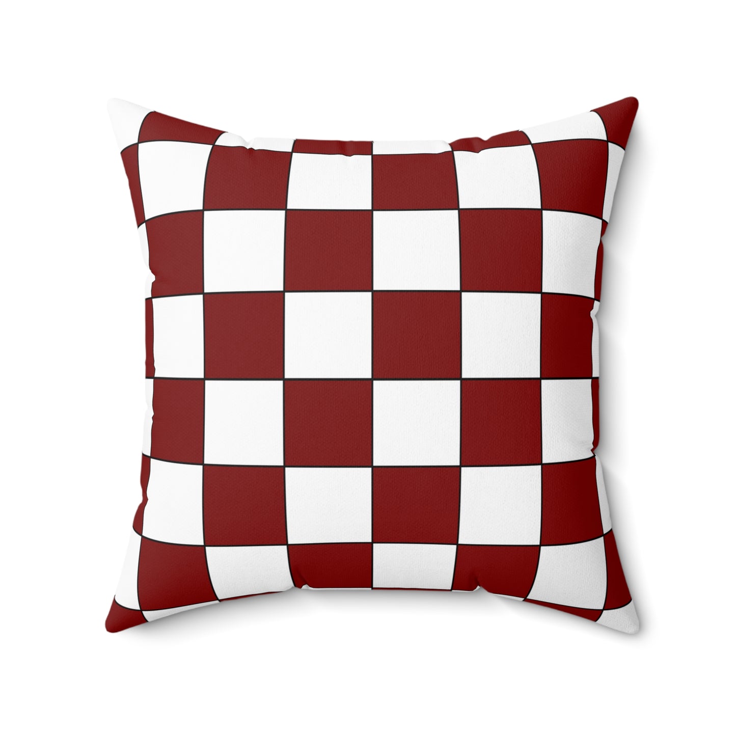 Maroon, White Retro Check Cushion Pillow
