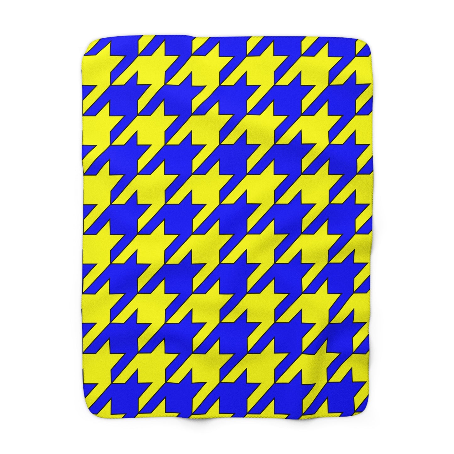Blue, Yellow Retro Houndstooth Blanket Throw