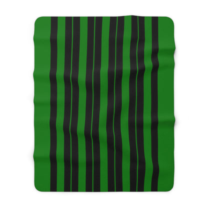 Green, Black Retro Stripes Blanket Throw