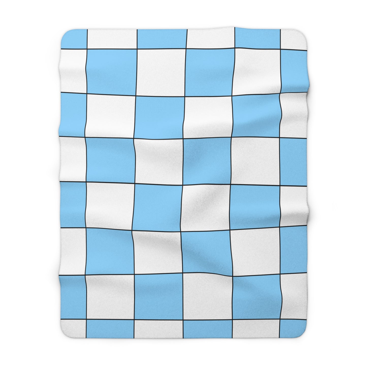 Light Blue, White Retro Check Blanket Throw
