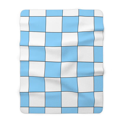 Light Blue, White Retro Check Blanket Throw