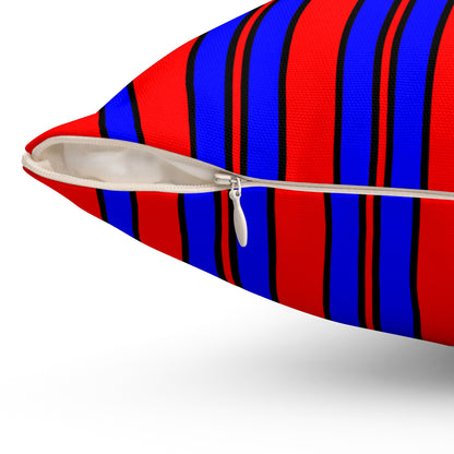 Red, Blue Retro Stripes Cushion Pillow