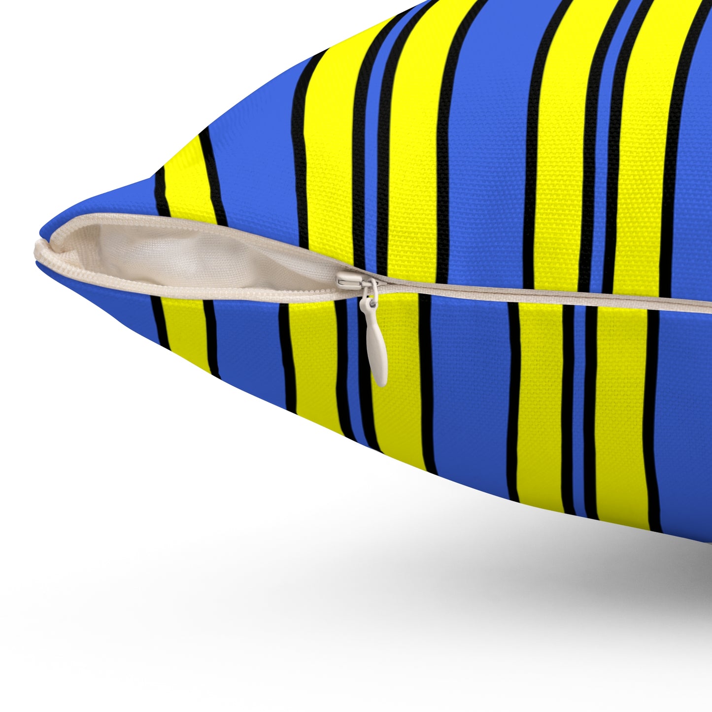 Royal Blue, Yellow Retro Stripes Cushion Pillow