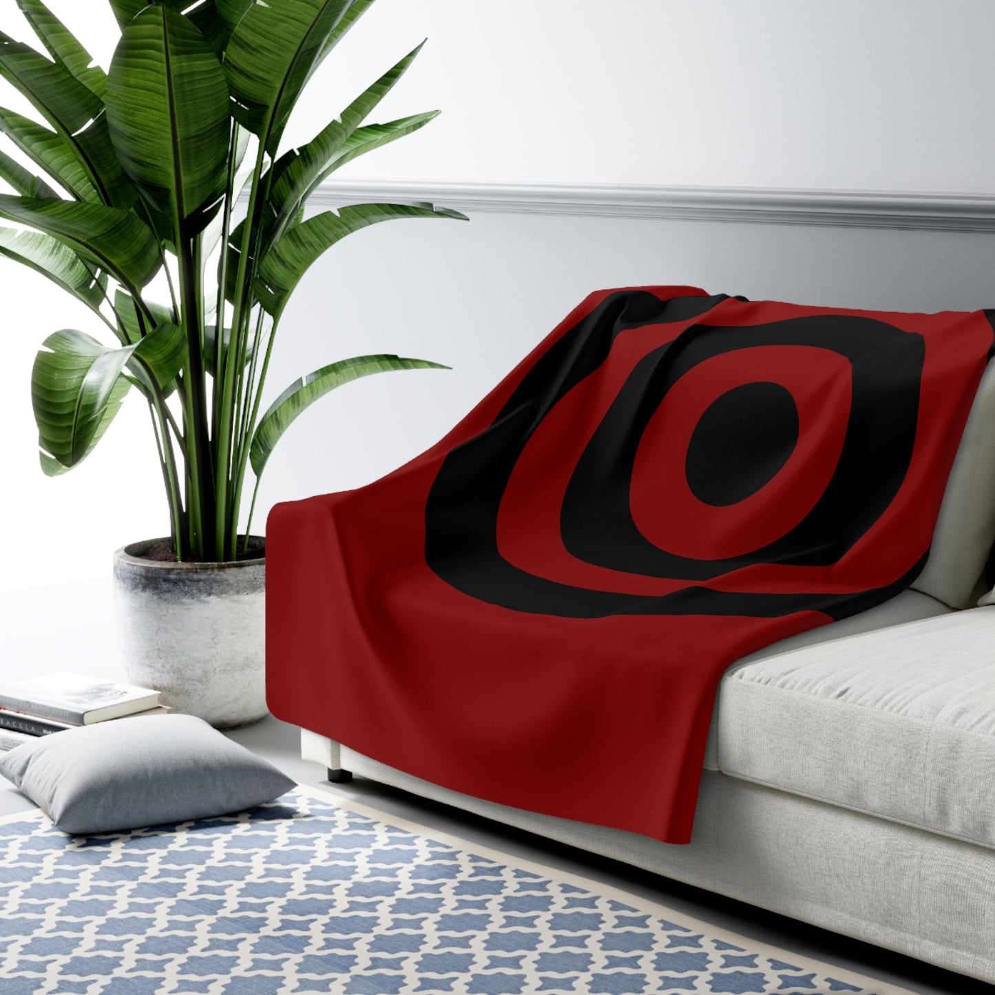 Dark Red, Black Retro Target Blanket Throw