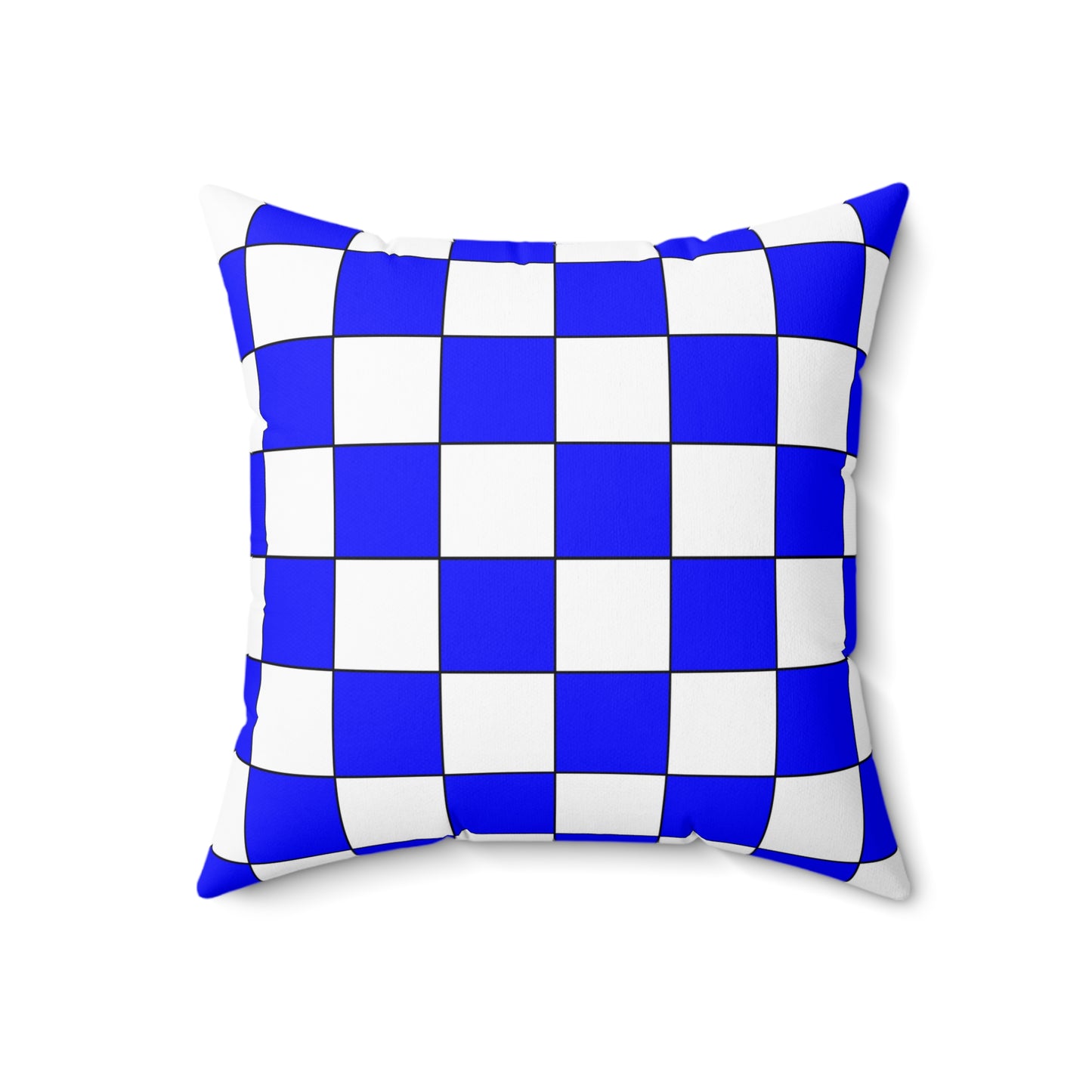Blue, White Retro Check Cushion Pillow