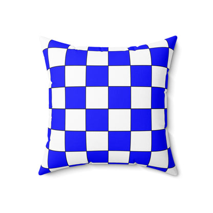 Blue, White Retro Check Cushion Pillow