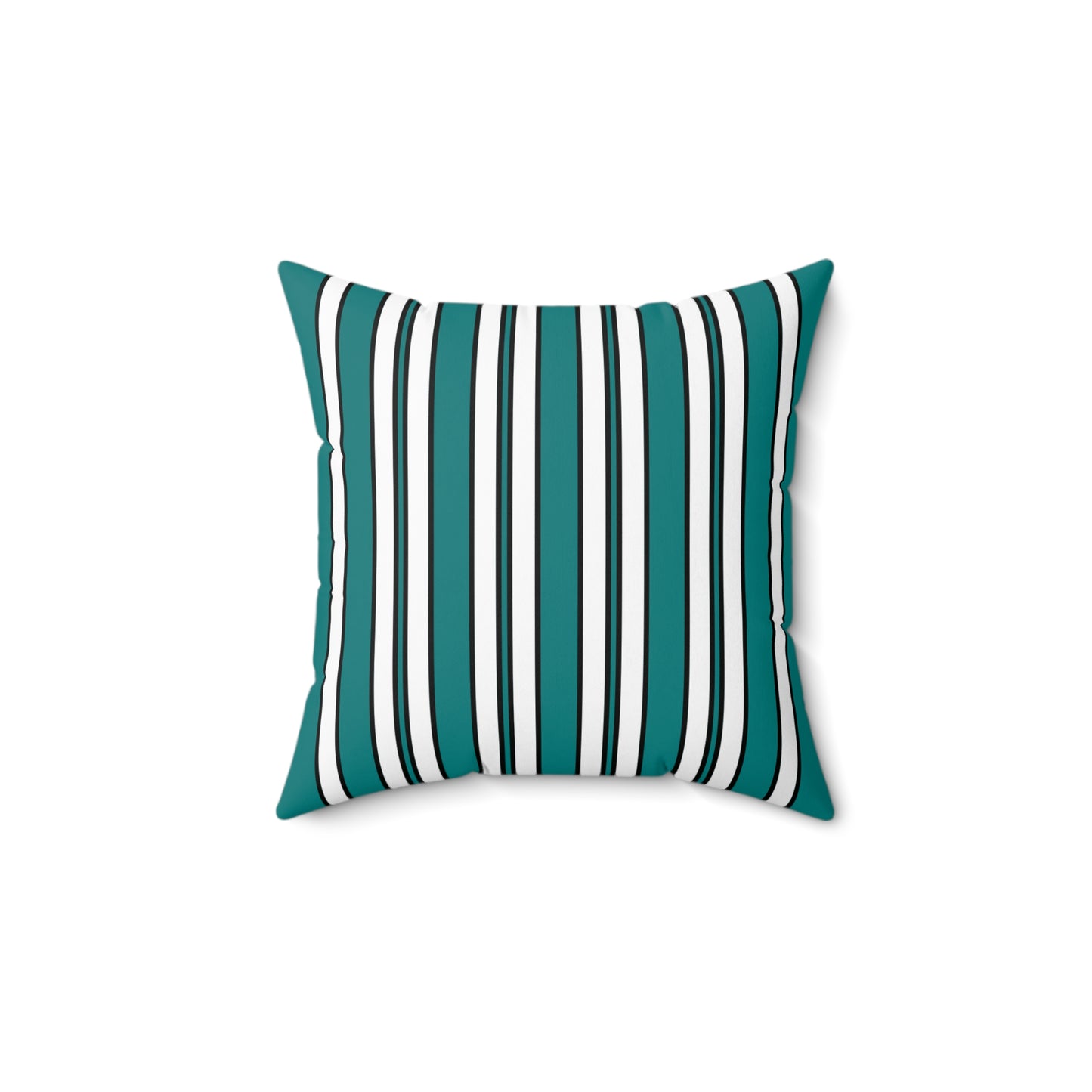 Teal, White Retro Stripes Cushion Pillow