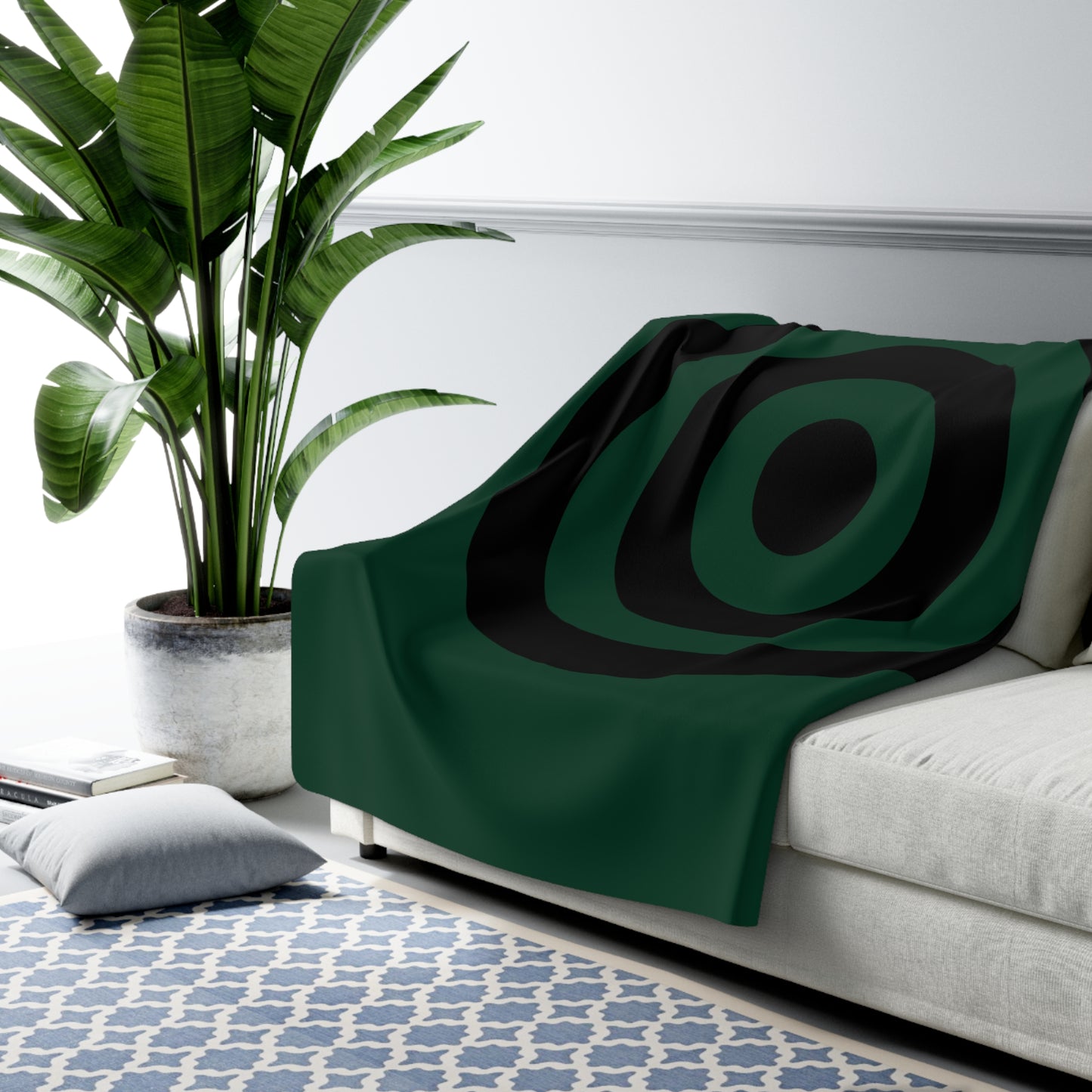 Dark Green, Black Retro Target Blanket Throw