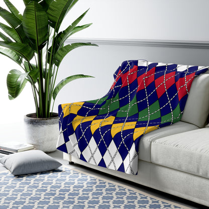 British Virgin Islands Retro Argyle Blanket Throw