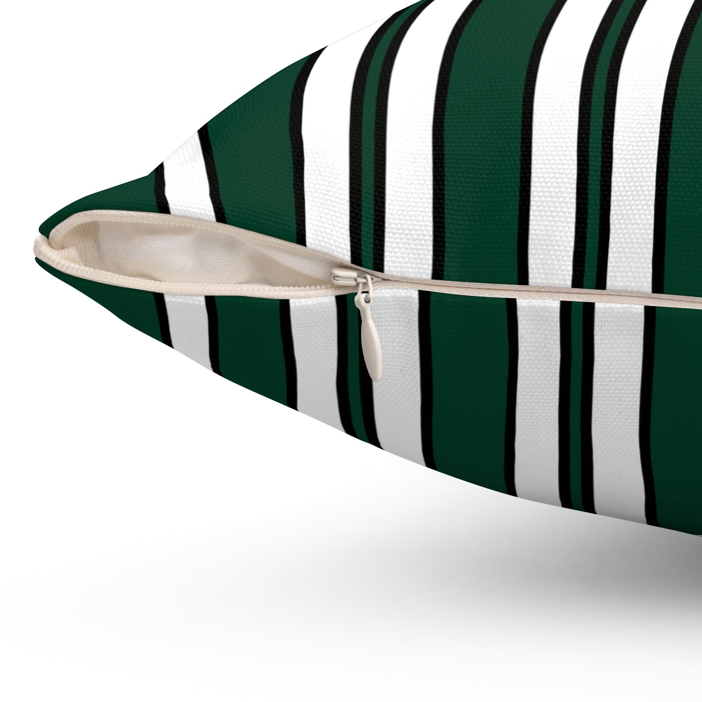 Dark Green, White Retro Stripes Cushion Pillow
