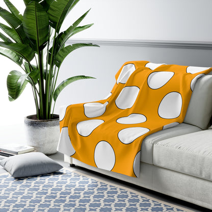 Orange, White Retro Polka Dots Blanket Throw
