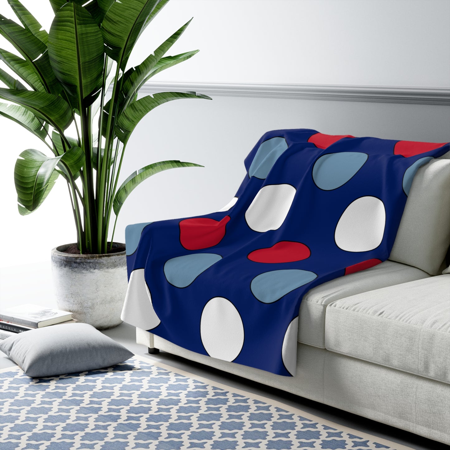Falkland Islands Retro Polka Dots Blanket Throw