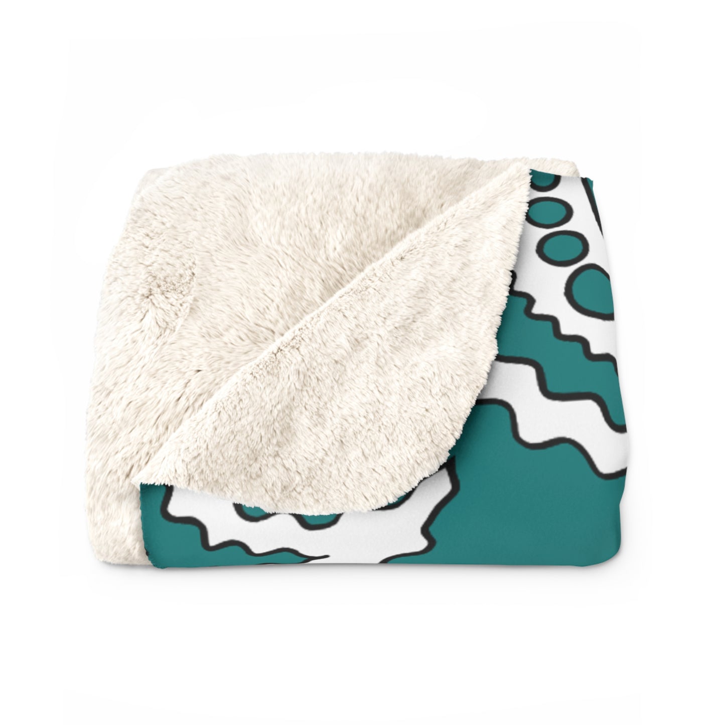 Teal, White Retro Paisley Blanket Throw