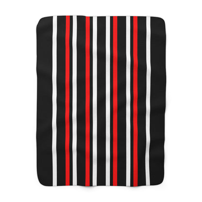 Black, White, Red Retro Stripes Blanket Throw