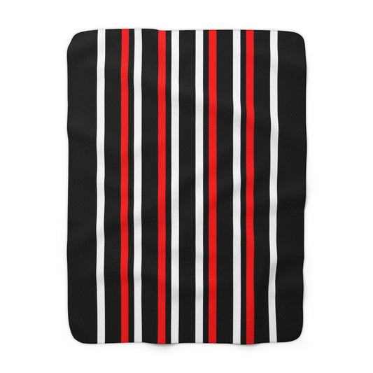 Black, White, Red Retro Stripes Blanket Throw