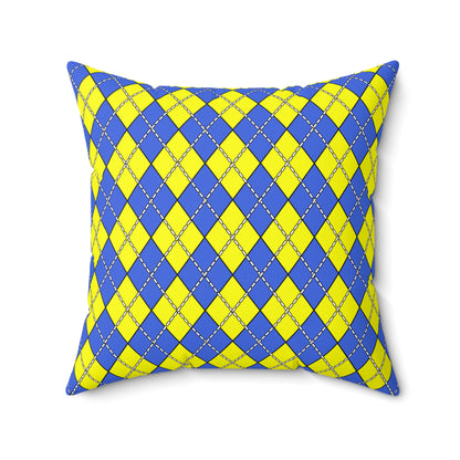 Royal Blue, Yellow Retro Argyle Cushion Pillow