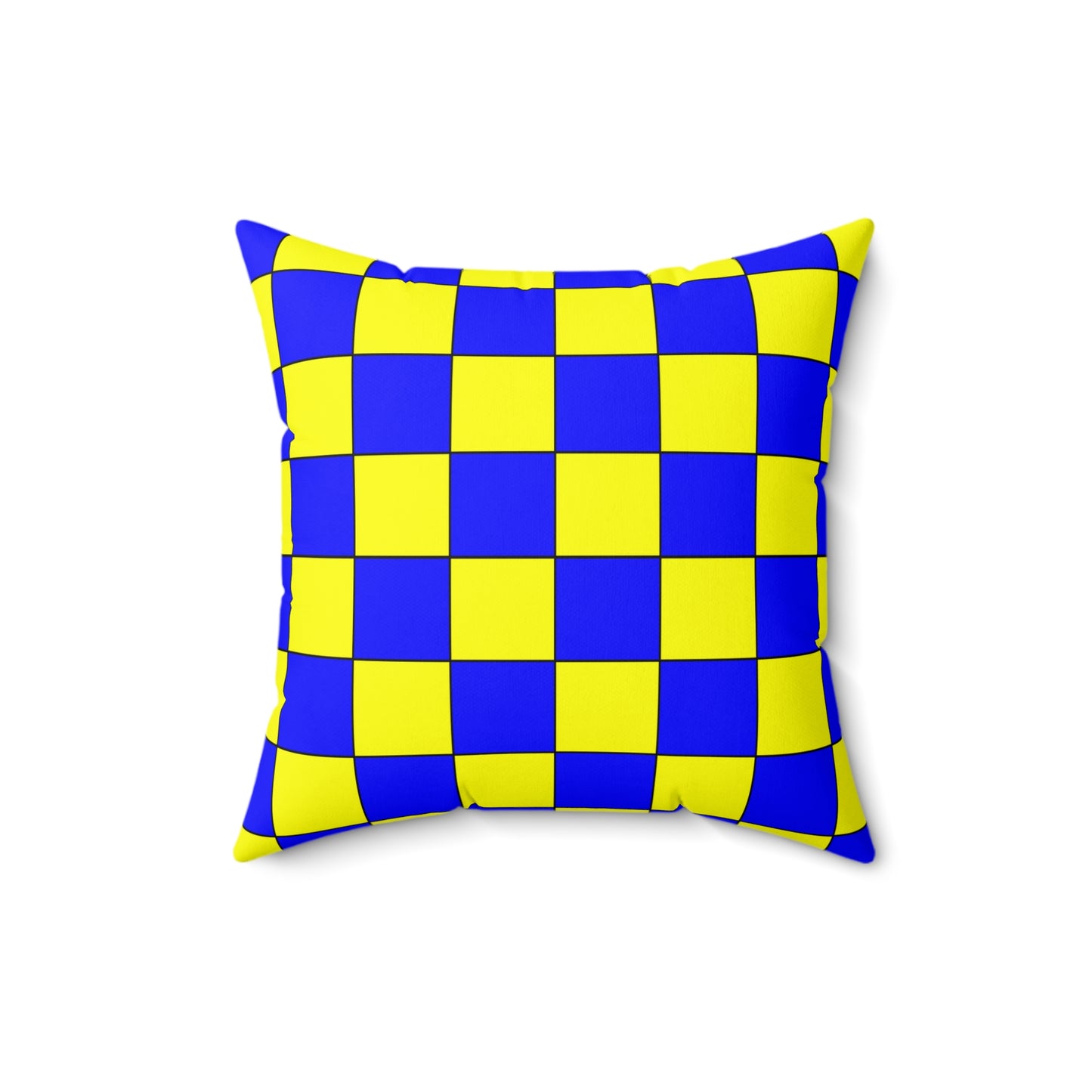 Yellow, Blue Retro Check Cushion Pillow