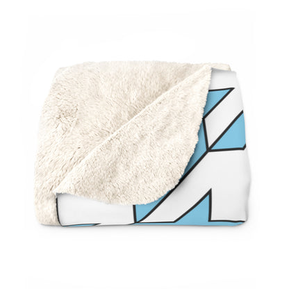 Sky Blue, White Retro Houndstooth Blanket Throw