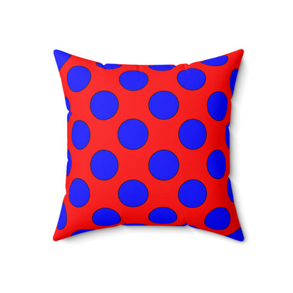 Red, Blue Retro Polka Dots Cushion Pillow