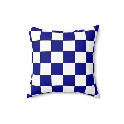 Dark Blue, White Retro Check Cushion Pillow